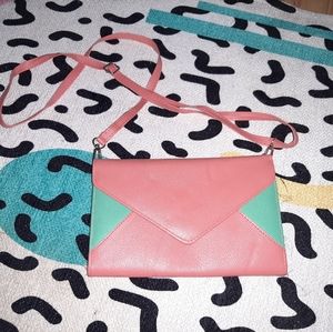 Envelope purse shoulder bag blue pink retro